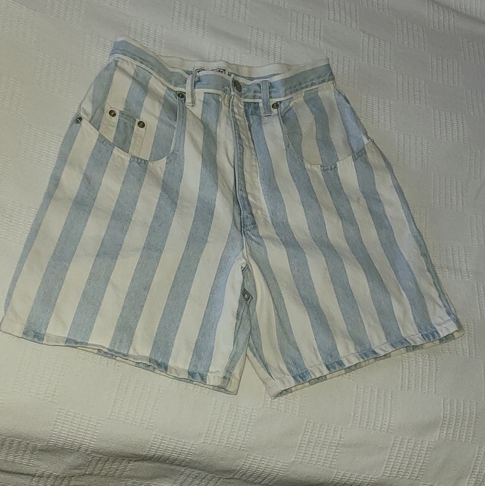 Vtg Mixed Blues Striped Blue and White Junior Size 11 Shorts